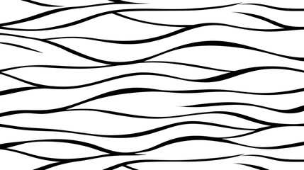 Abstract black wavy line pattern, seamless hand drawn design with organic flowing curves, modern minimalistic background for textile, wallpaper, or digital art
