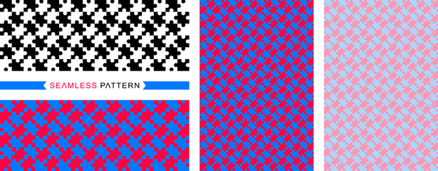 Symbolic illustration of a jigsaw puzzle, Seamless pattern, seamless background and colors easily changed.