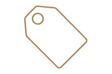 Price tag outline with hole for string, representing sales, discount, and shopping offers on transparent background