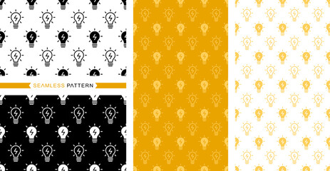Symbolic illustration of a light bulb, Seamless pattern, seamless background and colors easily changed.