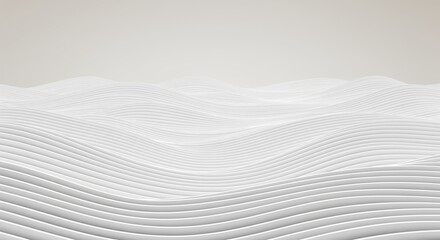 Obraz premium White flowing waves create a smooth abstract pattern. The clean lines form gentle curves across the surface. Perfect for modern backgrounds, elegant designs, or minimalist presentations.