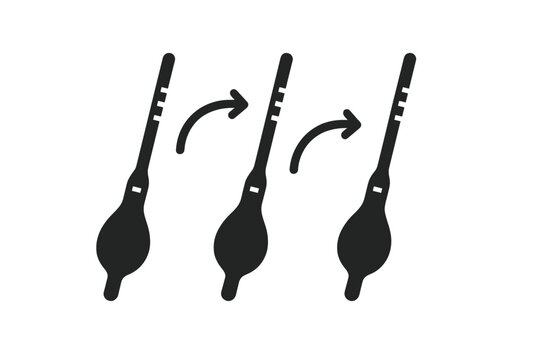 Hydrometer Dance Motion. Solid style icon of multiple hydrometers in a sequence showing motion, representing proofing hydrometer