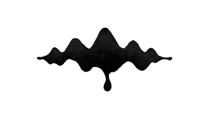 Abstract black sound wave with dripping effect, isolated on transparent background, modern minimal design for audio, music, or technology concepts, creative and dynamic visual style