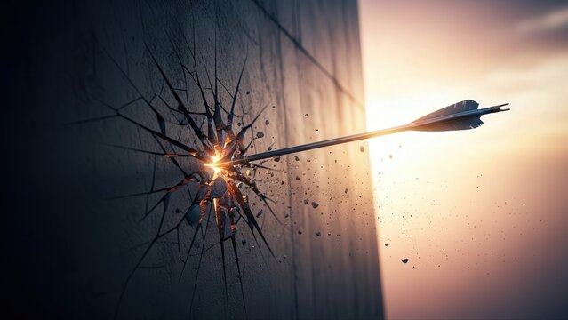 Fastpaced macro shot of glass breakage with sparks and backlighting