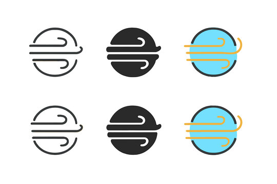 Colorful Jetstream Patterns. Curved and layered jetstream currents connecting hemispheres, simple minimal vector icon, first in