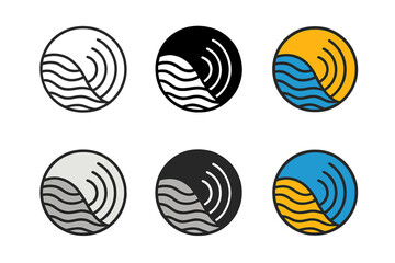 Abstract Dune Emblem. Abstract circular emblem merging dune ripple pattern and magnetic field lines, symbolizing balance of matter