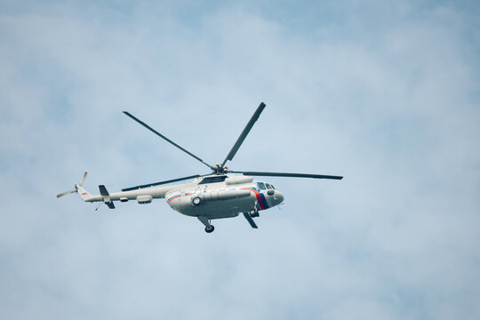 Russian MI-8 helicopter in flight