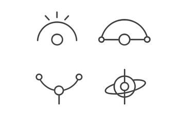 Radiant Aerial Pivot. Line vector icons of an airborne pivot as the central node: radiant axis arcs, luminous floating joints,