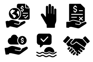 Ephemeral Icons. Solid style icons of ephemeral closure: a shadowy final offer from the floating world, a dark ultimatum in the