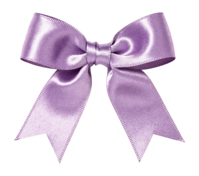 Elegant Shiny Lavender Purple Satin Ribbon Gift Bow for Decorations and Celebrations, Isolated on Transparent and White Background - Powered by Adobe