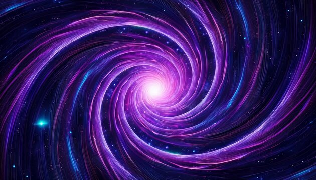spiral galaxy arms in motion with glowing purple center cosmic energy swirling in symmetrical fractal pattern evoking sense of wonder and mystery