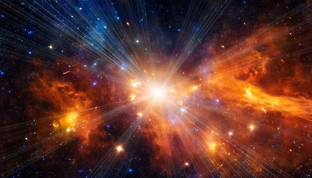 radiant star cluster with glowing orange nebula and twinkling stars in deep space cosmic dust illuminated creating sense of wonder and mystery in universe