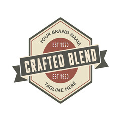 Obraz premium Vintage retro template logo vector. Hexagon badge with 