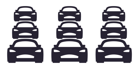 Cars icon set, transport flow, traffic jam symbol, auto automobile sign