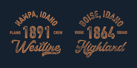 Fototapeta premium T-shirt stamp graphic, Idaho Sport wear typography emblem Nampa, Boise vintage tee print, athletic apparel design shirt graphic print