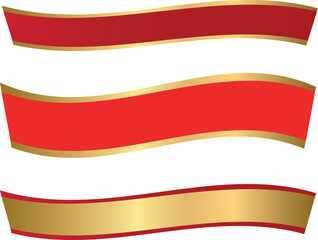 Gold and Red Ribbon Set &ndash; Realistic Decorative Curved Vector Ribbons