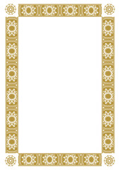 A gold frame with a vintage ethnic pattern. A4 format. Vector illustration