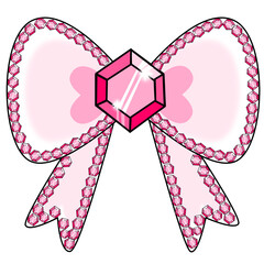 pink ribbon bow with diamonds