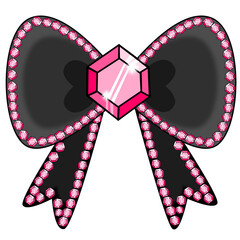 black bow with pink diamonds