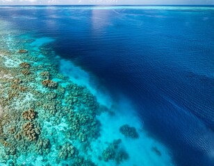Fototapeta premium aerial view crystalclear waters of ocean revealing breathtaking coral reefs below