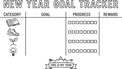 New Year Goal Tracker Template for Personal Planning