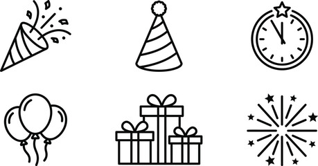 Fototapeta premium New Year Celebration Line Art Vector Design