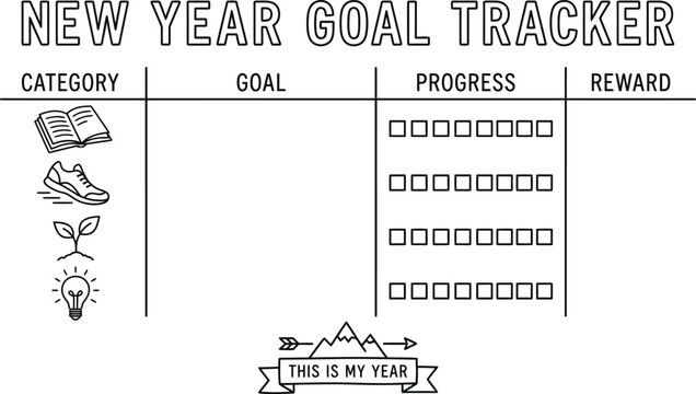 New Year Goal Tracker Template for Personal Planning