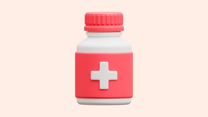 Medicine Bottle 3D Rendering — Pharmaceutical Container and Healthcare Background - 1