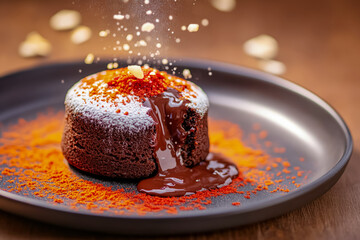 Molten Chocolate Lava Cake with Chili Powder and Mexican Cinnamon