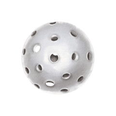 Watercolor illustration of a white pickleball ball with holes, hand-painted in a clean, minimalist style. for womens sports, active lifestyle, pickleball branding, accessories, and packaging.