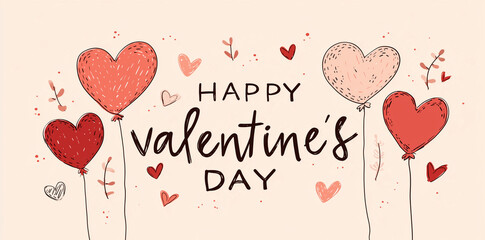 Valentine Hearts Doodle Background