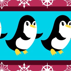 Naklejka premium Christmas animals seamless penguin pattern for wrapping paper and fabrics and kids print