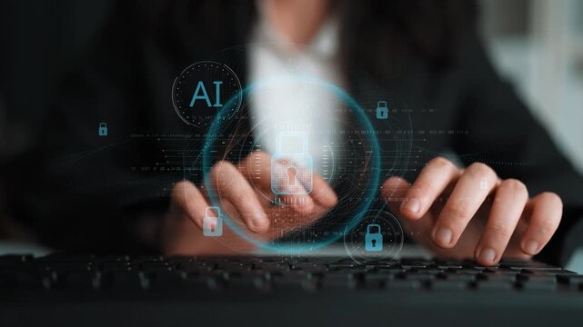 AI cyber security system using biometric authentication and privacy control. Cyber security protects identity, cybersecurity detects threats, cybersecurity ensures safety, and secures data. Marrow