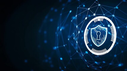 Cybersecurity shield forming network protection in a dynamic digital landscape, safeguarding data with secure connections and innovative tech for future security solutions video - Powered by Adobe