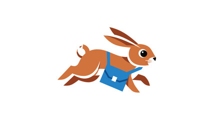Running hare with satchel