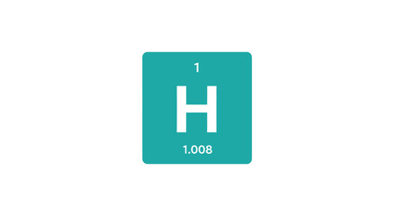 Teal tile showing 'H' (hydrogen) atomic number 1, mass 1.008