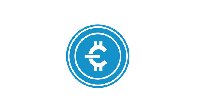 Blue coin with a currency symbol