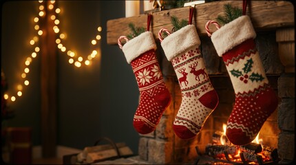 Christmas Hang Above Fireplace During Holiday Season