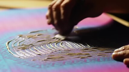 Crafting with glue with detail on paper art.