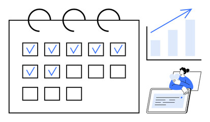 Scheduling concept. Scheduling tasks on a structured calendar improves time management and productivity. Scheduling visuals show efficiency and planning. For projects, workplaces, time management