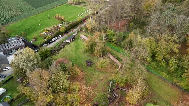Aerial View of Hooge Crater Museum Area and WWI Trenches
