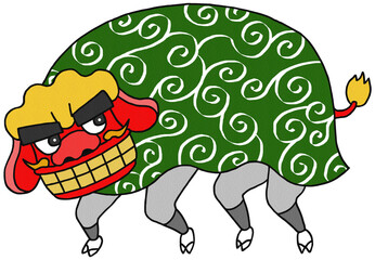 年賀状用イラスト - 獅子舞・獅子頭