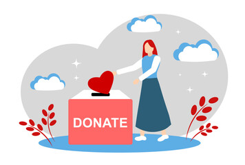 The concept of charity, assistance and volunteering. Donation box