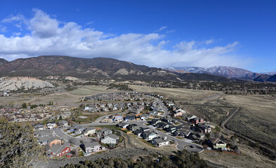 Castle Valley Ranch residential community in New Castle, Colorado from Mount Medaris Ridge Trail.