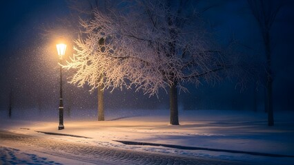 Winter Night Street Scene
