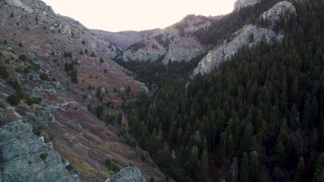 4K Aerial Fall hiking views of Coldwater Creek Canyon - North Ogden Utah 