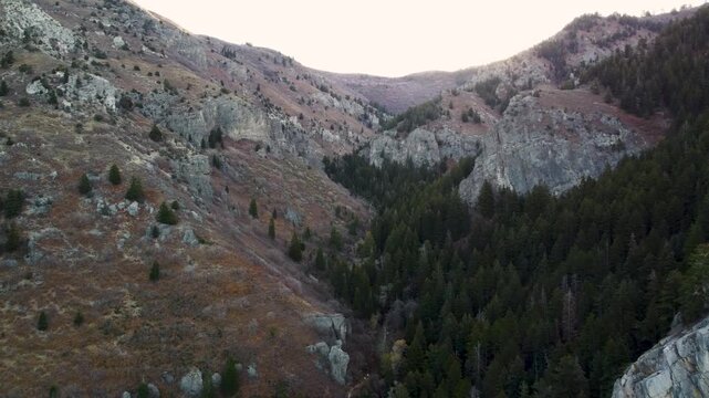 4K Aerial Fall hiking views of Coldwater Creek Canyon - North Ogden Utah 