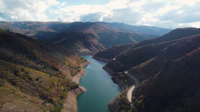 4K Aerial Autumn  Fall Views of Causey Reservoir Utah Hiking