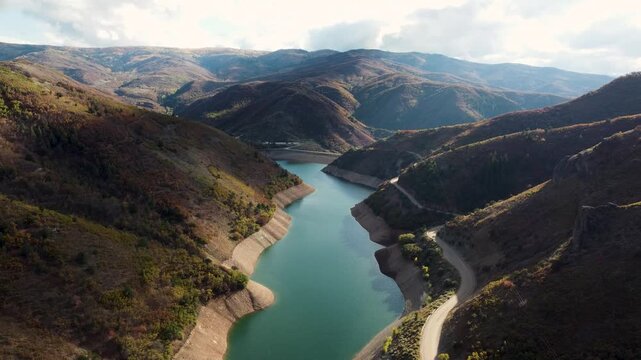 4K Aerial Autumn  Fall Views of Causey Reservoir Utah Hiking