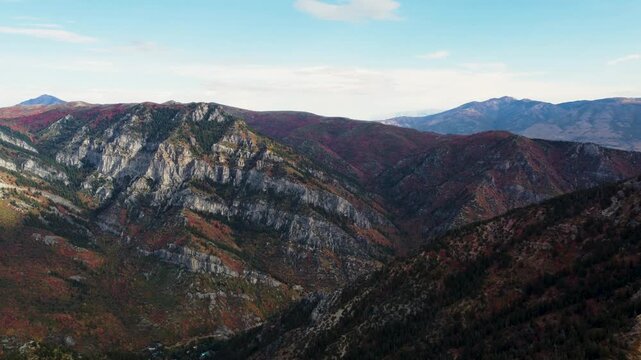 4K Aerial Autumn  Fall Views of Snowbasin Ski Resort Utah Hiking